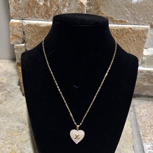 Gold Heart LV Pendant Necklace
